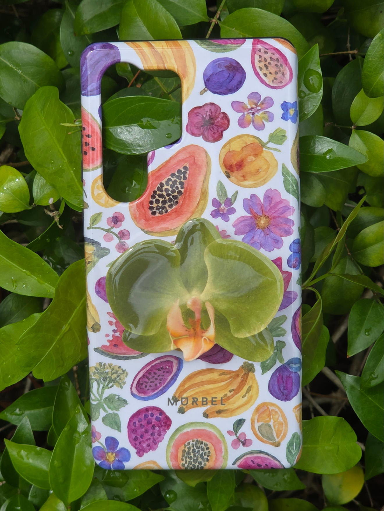 Green Phalaenopsis Orchid flower phone grip