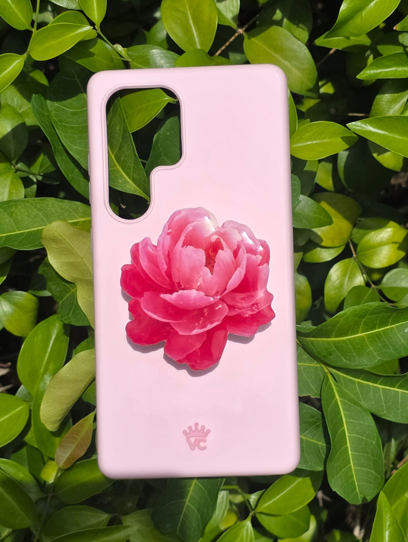 Pink Peony flower phone grip