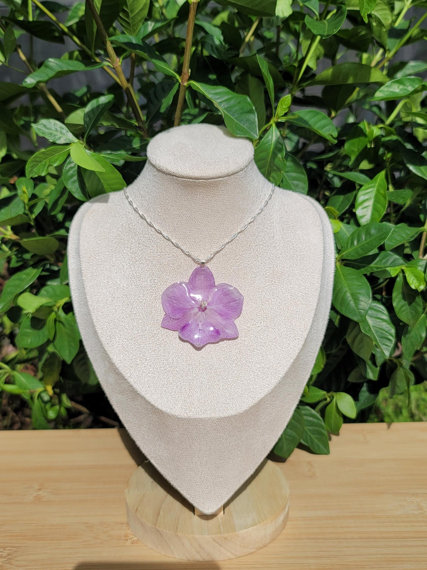 Real Lavender Purple Orchid Flower Necklace