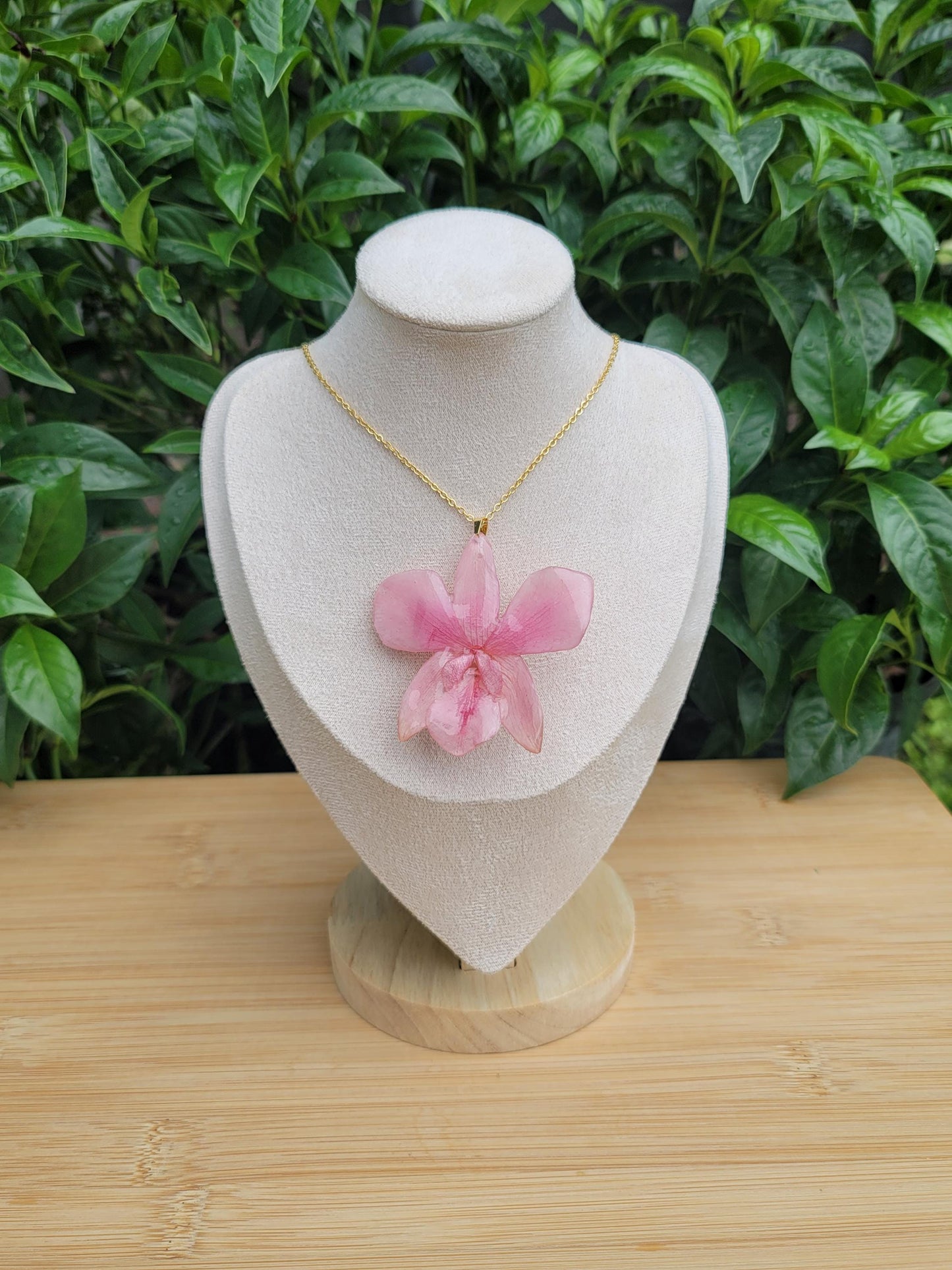 Real Pink Orchid Flower Necklace