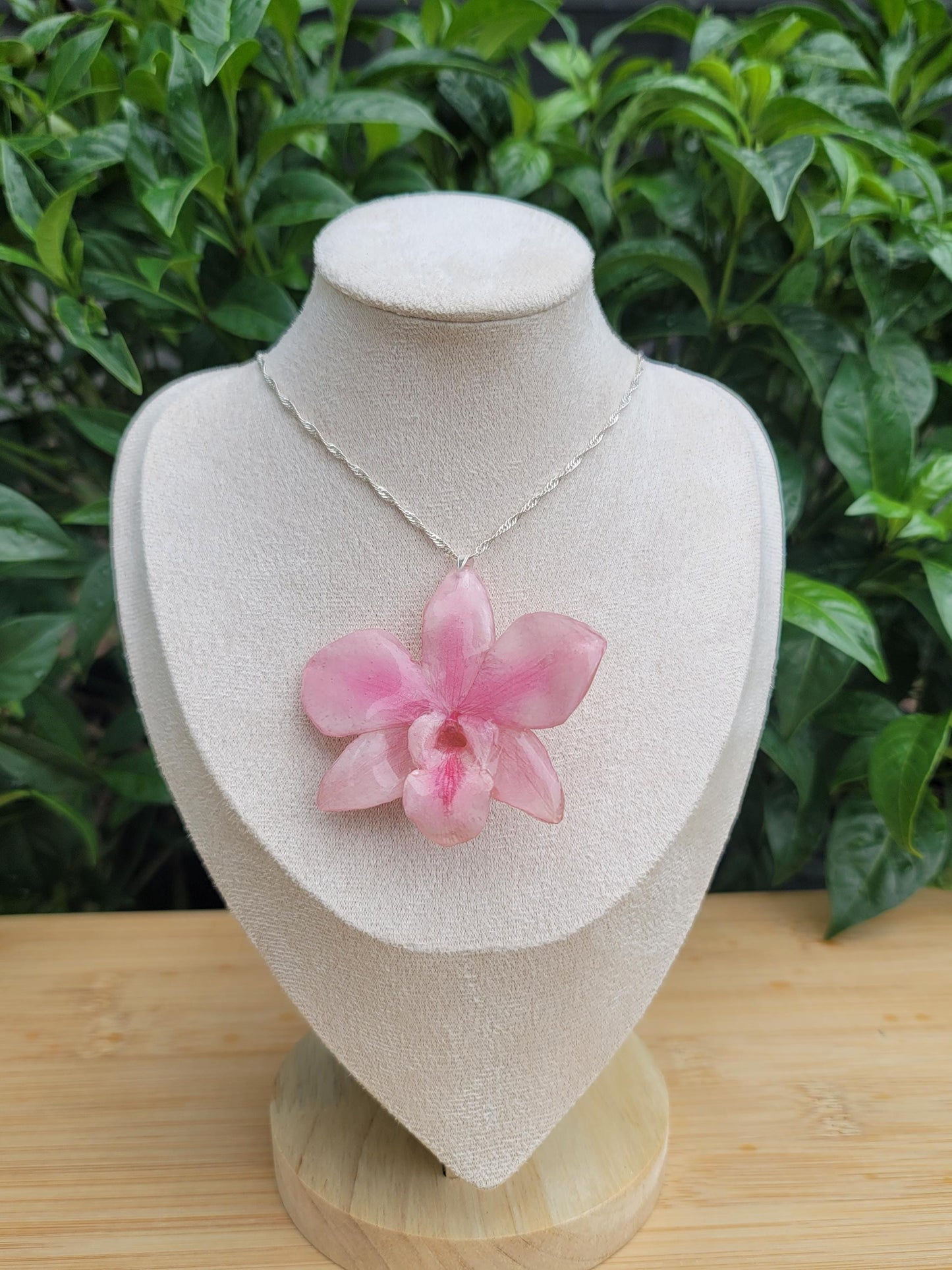 Real Pink Orchid Flower Necklace