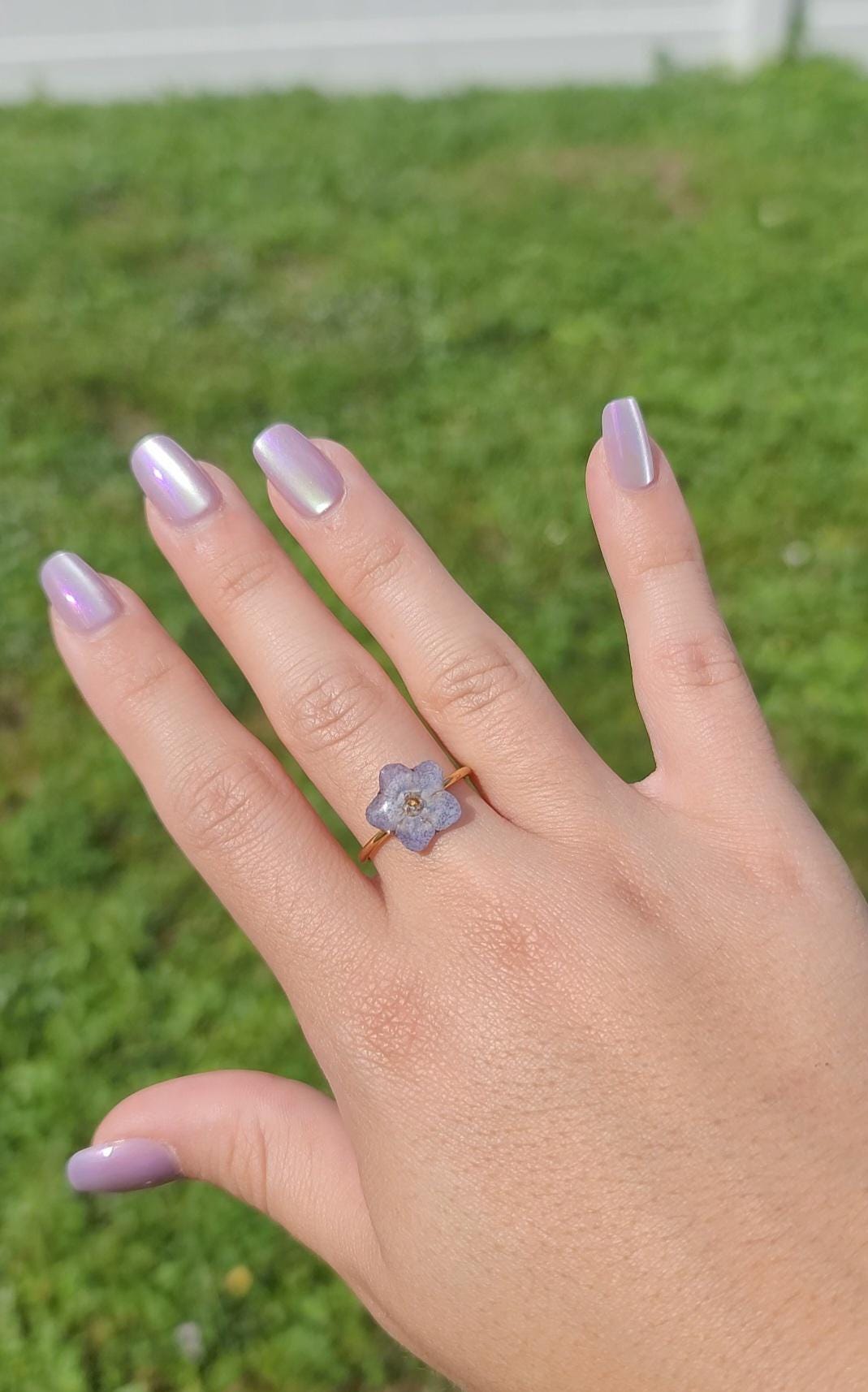 Real Forget Me Not Flower Ring