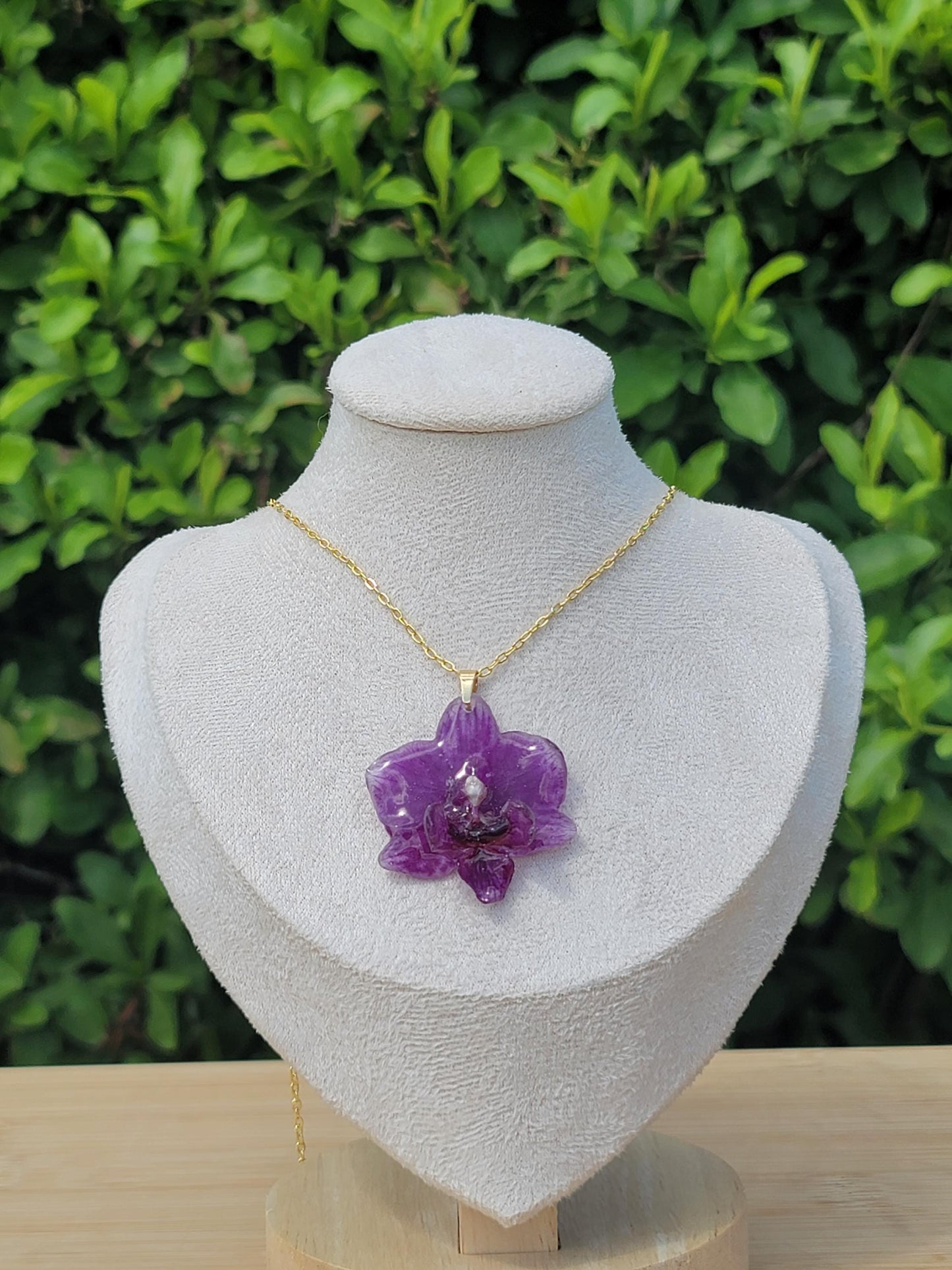 Real Purple Mini Orchid Flower Necklace