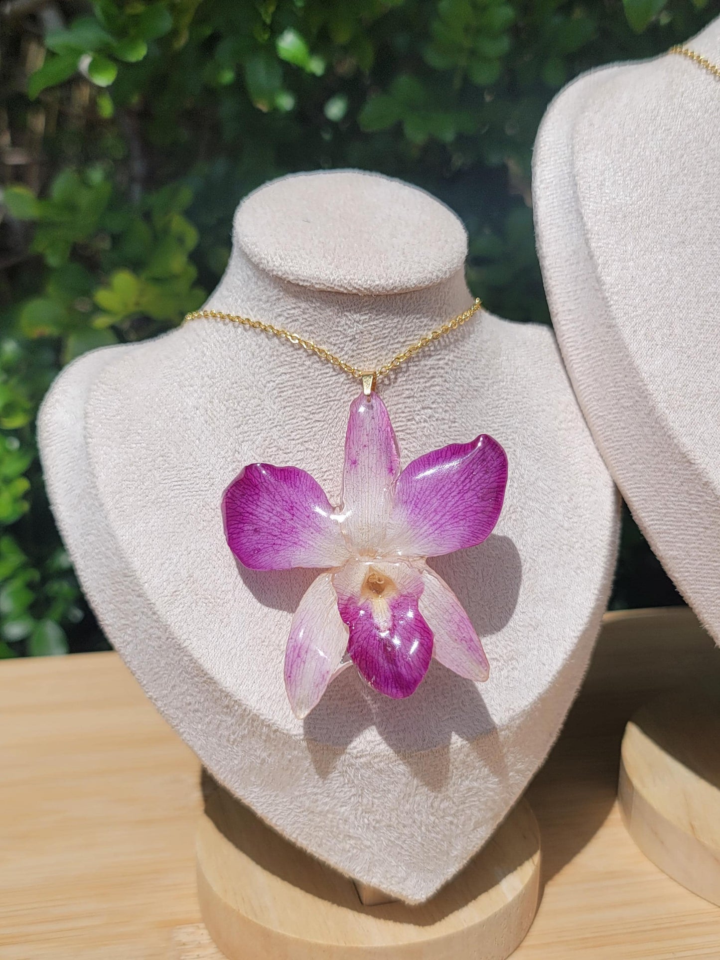 Purple-white Real Orchid Flower Necklace