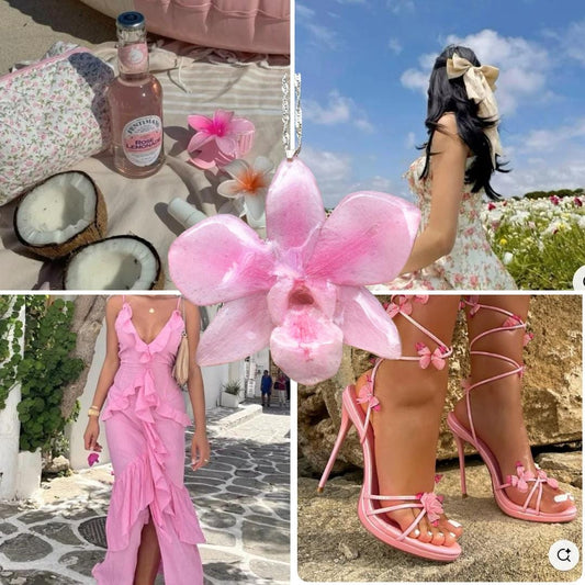 Real Pink Orchid Flower Necklace