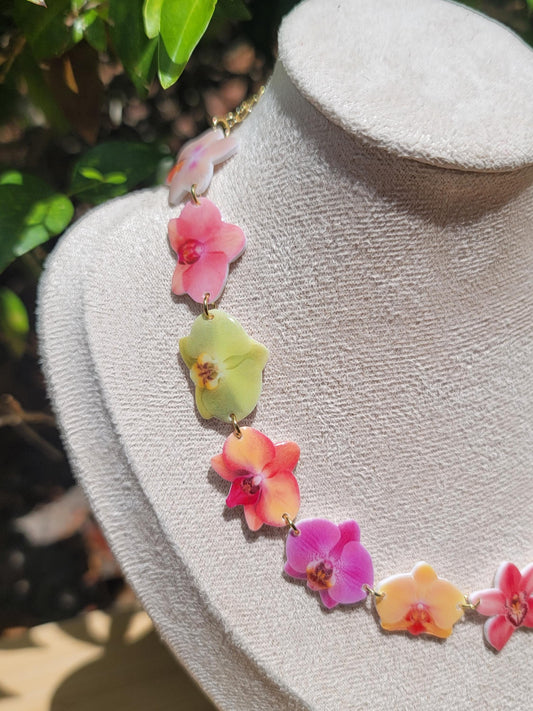 Orchid Charm Choker Necklace
