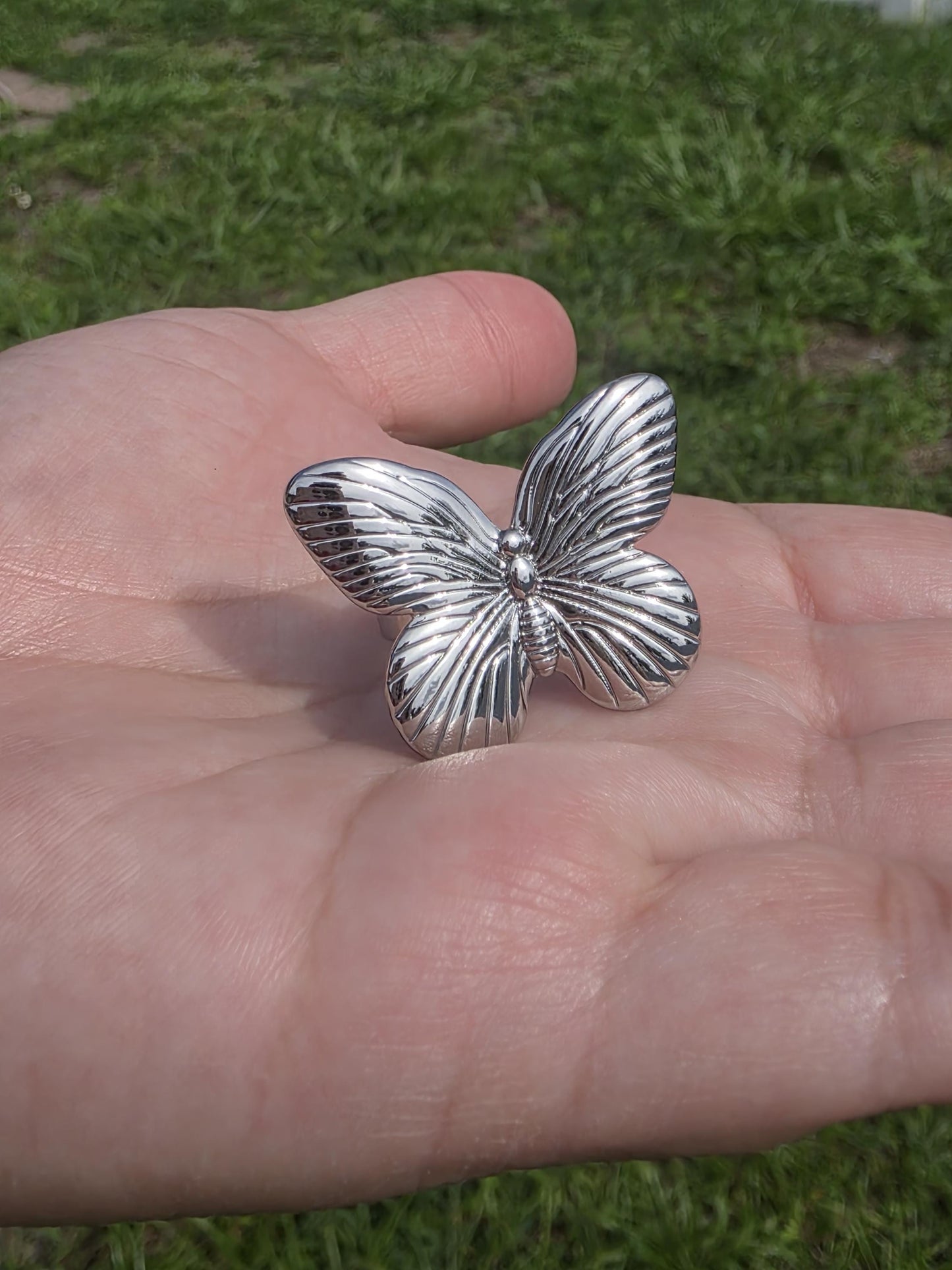 Large 24k Gold Plated Butterfly Statement Ring