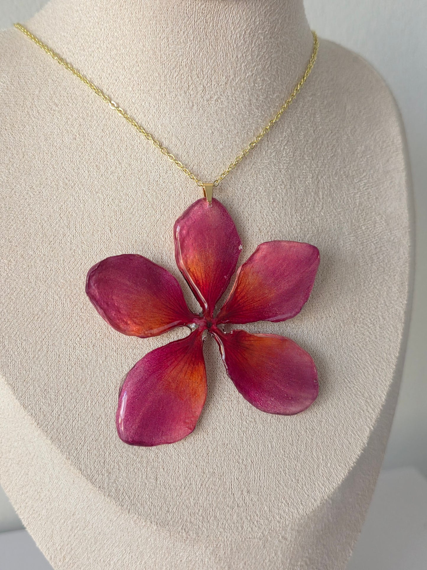Dark Sunset Plumeria Flower necklace