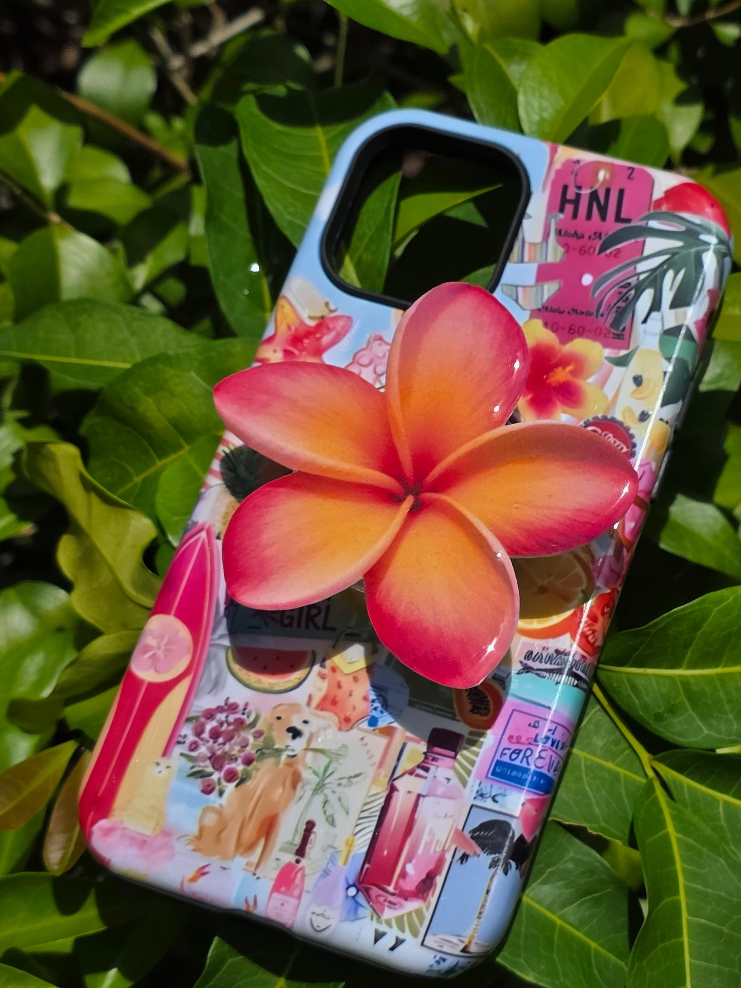 Peach Pink Plumeria flower phone grip
