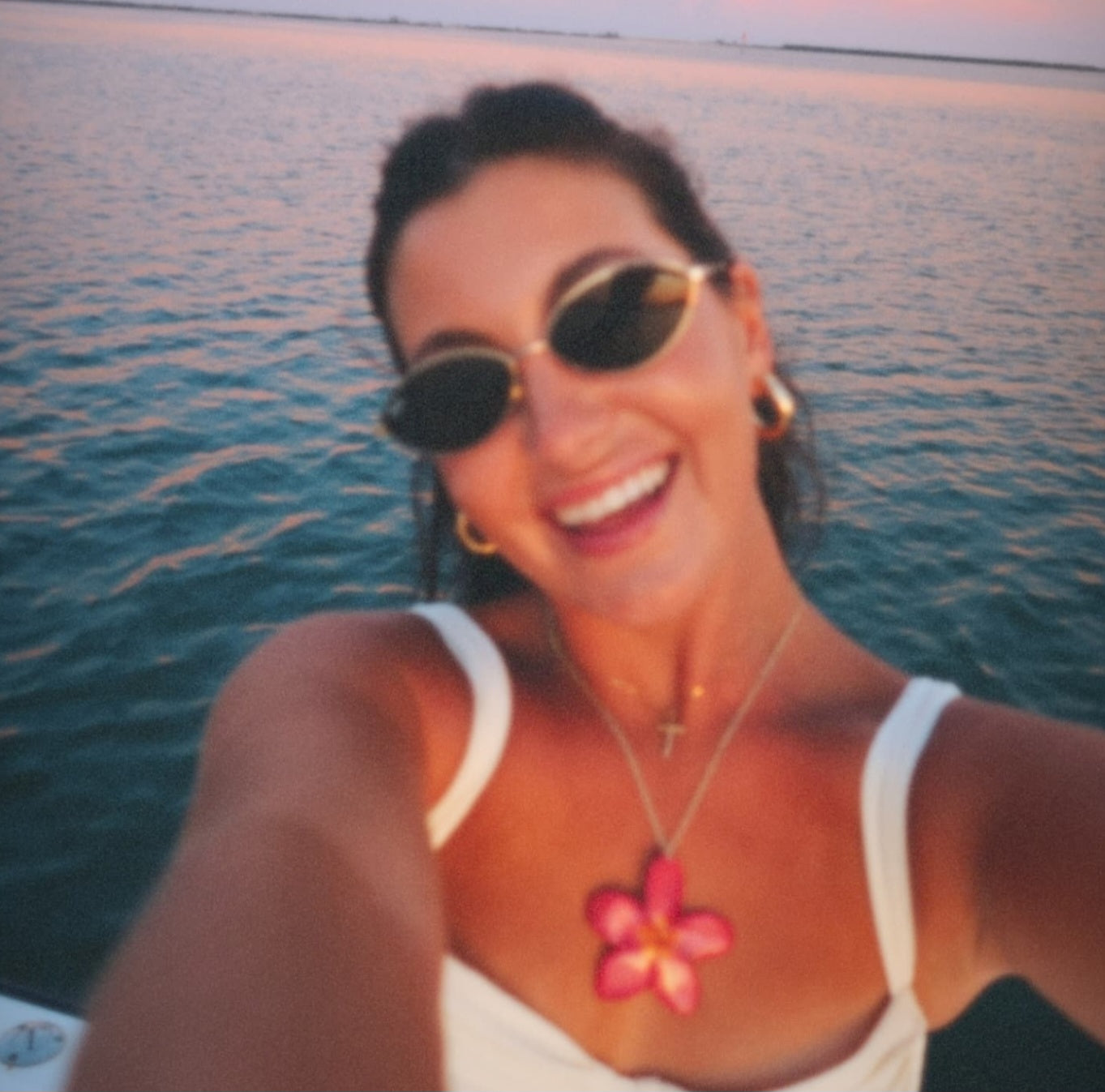 Dark Pink and Yellow Center Real Plumeria Flower Necklace