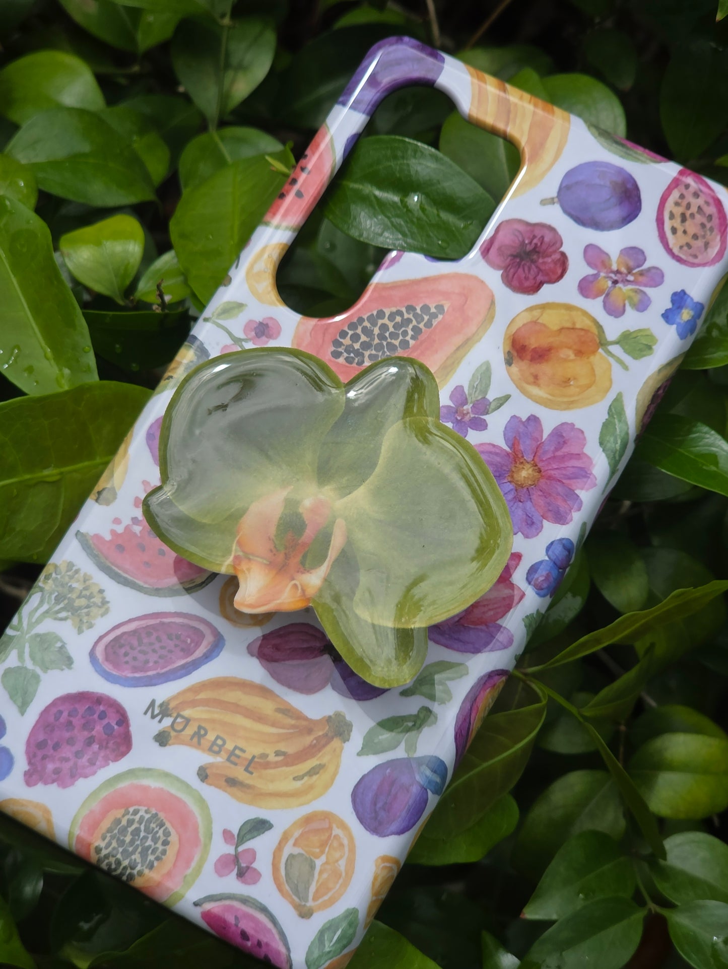 Green Phalaenopsis Orchid flower phone grip