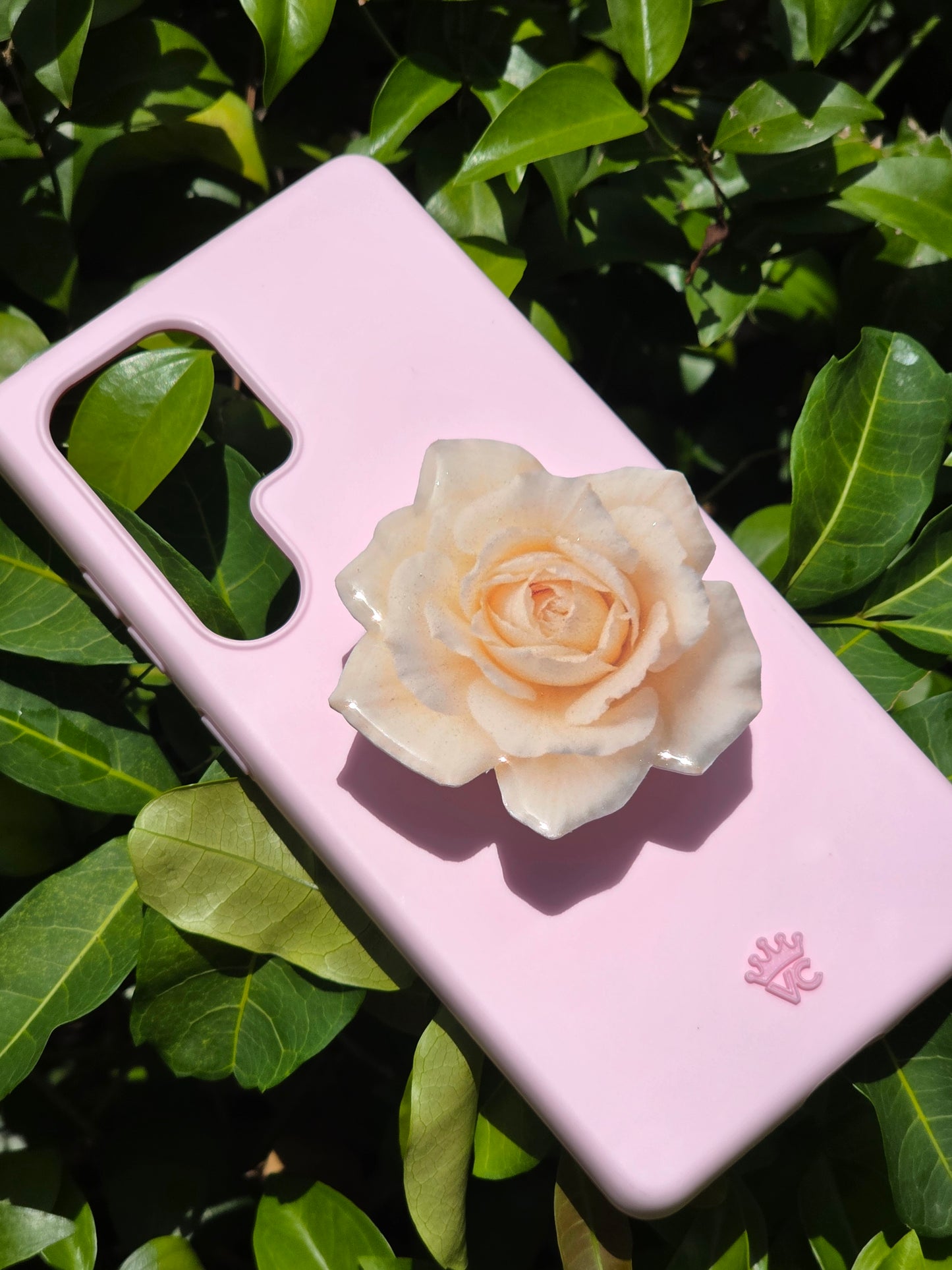 White Rose flower phone grip