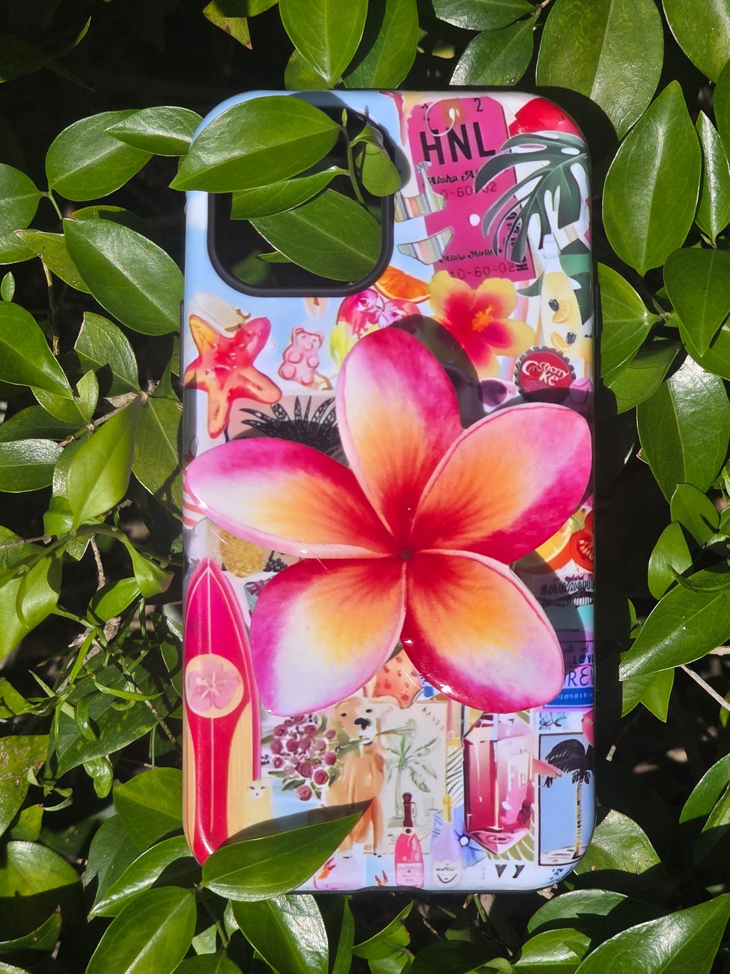 Tri-Color Plumeria flower phone grip