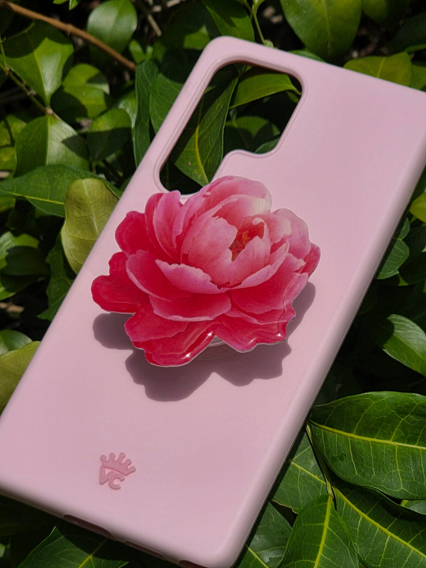 Pink Peony flower phone grip