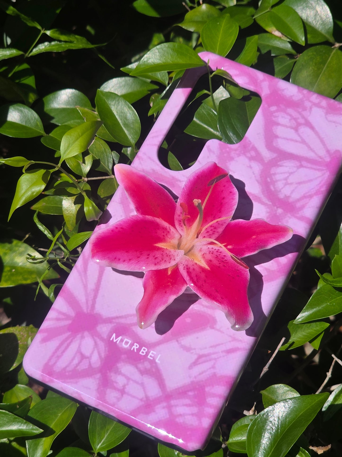 Pink Lily flower phone grip