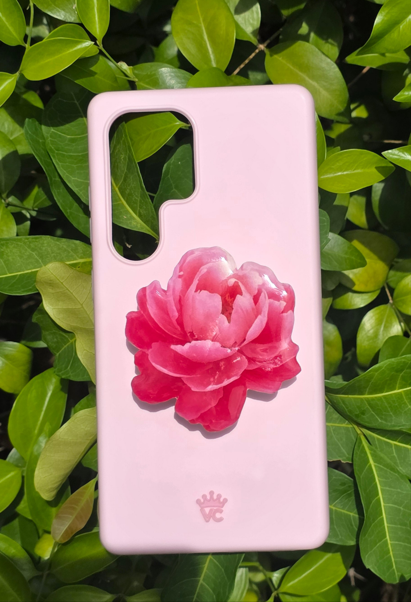 Pink Peony flower phone grip