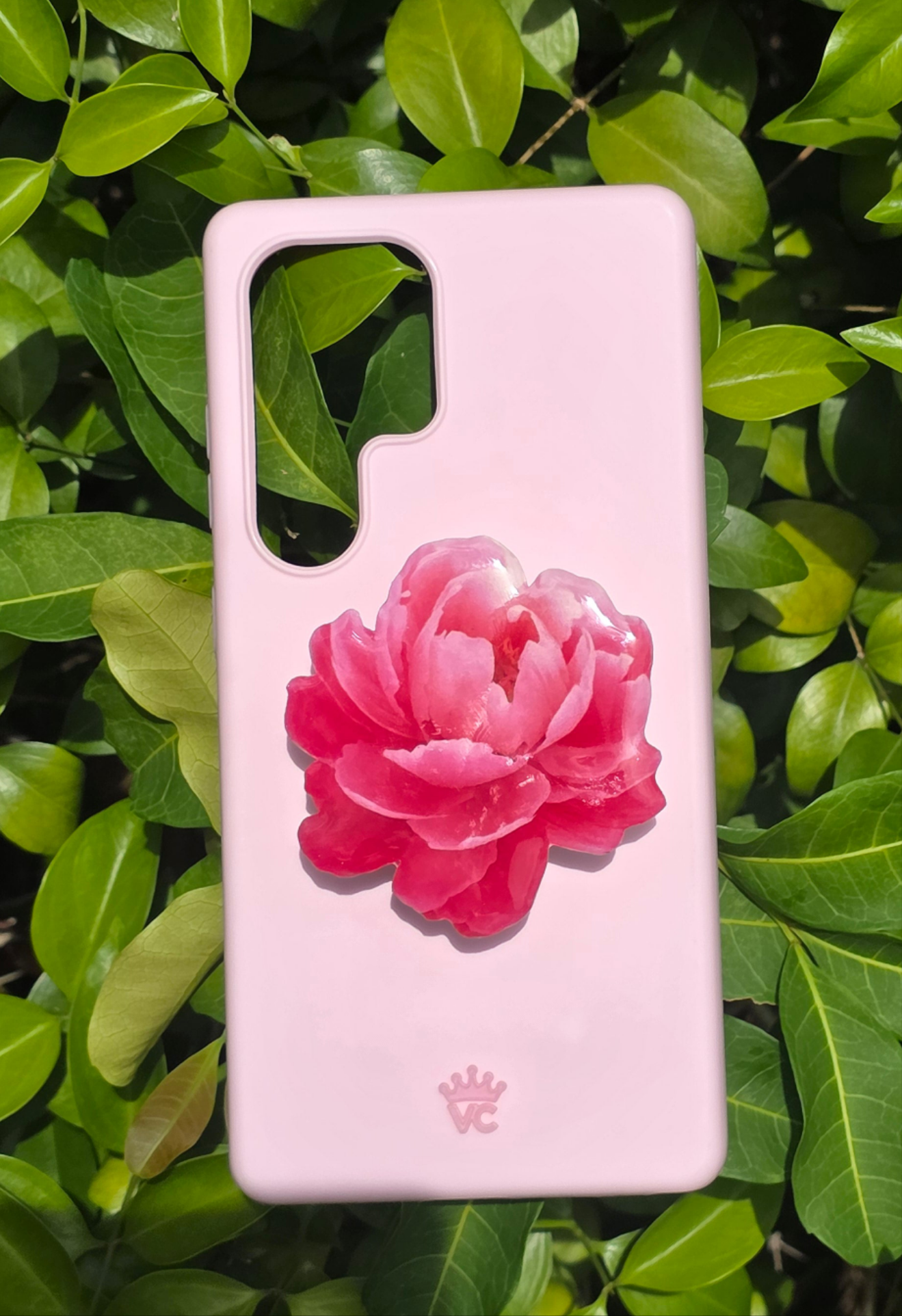 Pink Peony flower phone grip