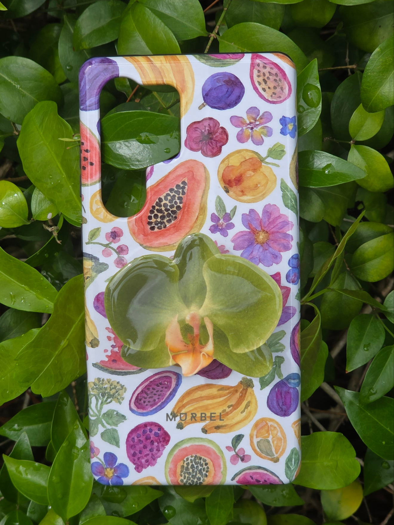 Green Phalaenopsis Orchid flower phone grip