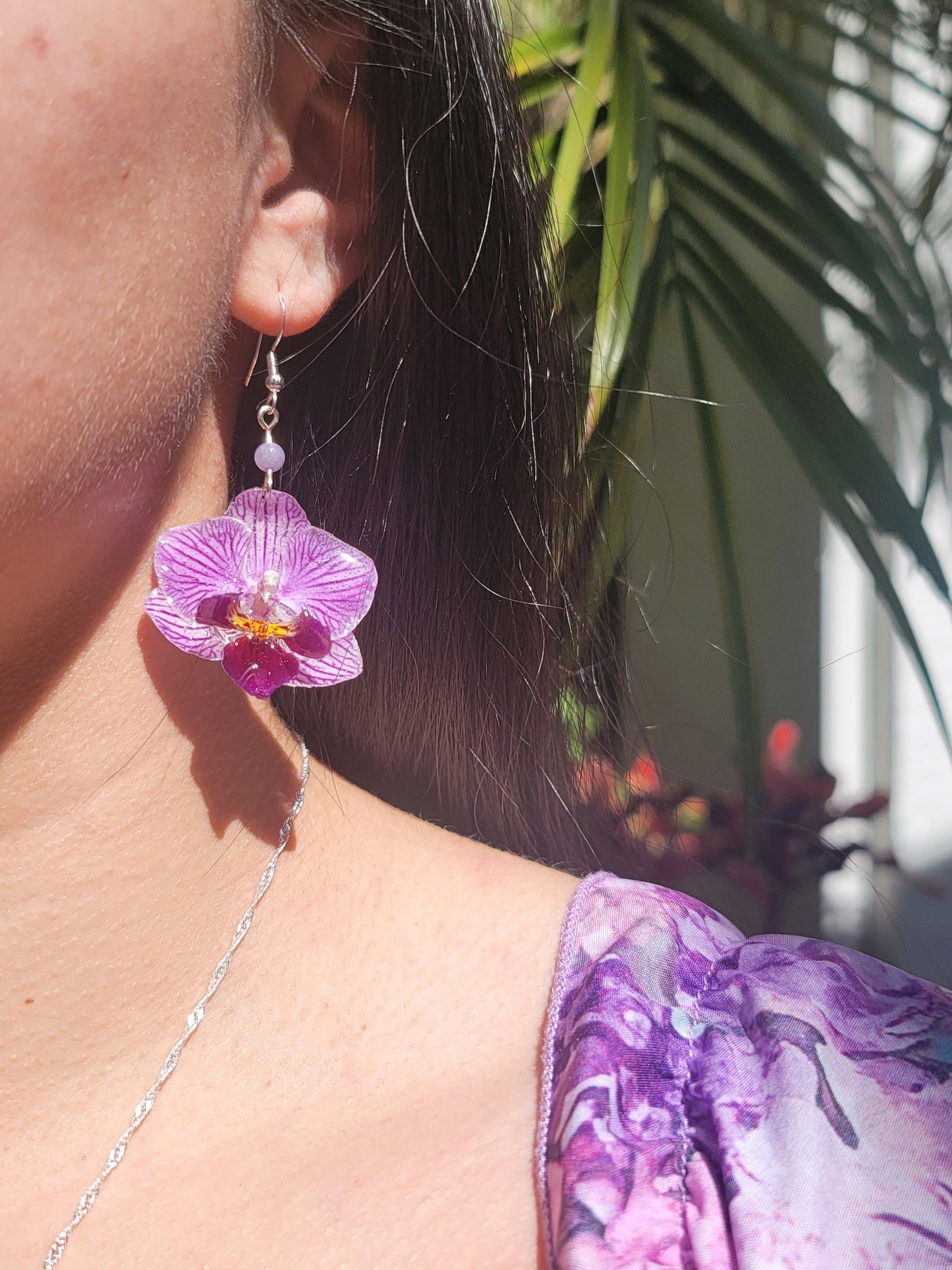 Real Preserved Purple Orchid Jewelry