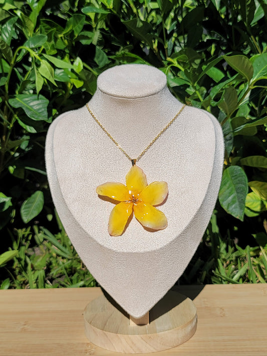 Bright Yellow Real Plumeria Flower Necklaces