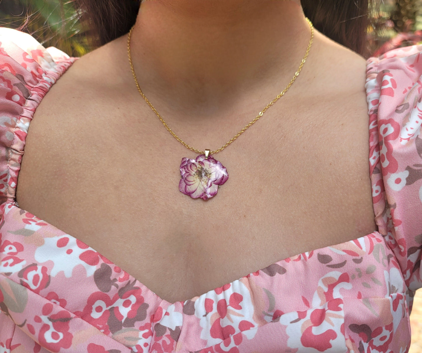 Preserved Rose Flower Necklace