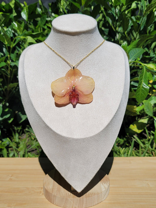 Peach Orchid Flower Necklace