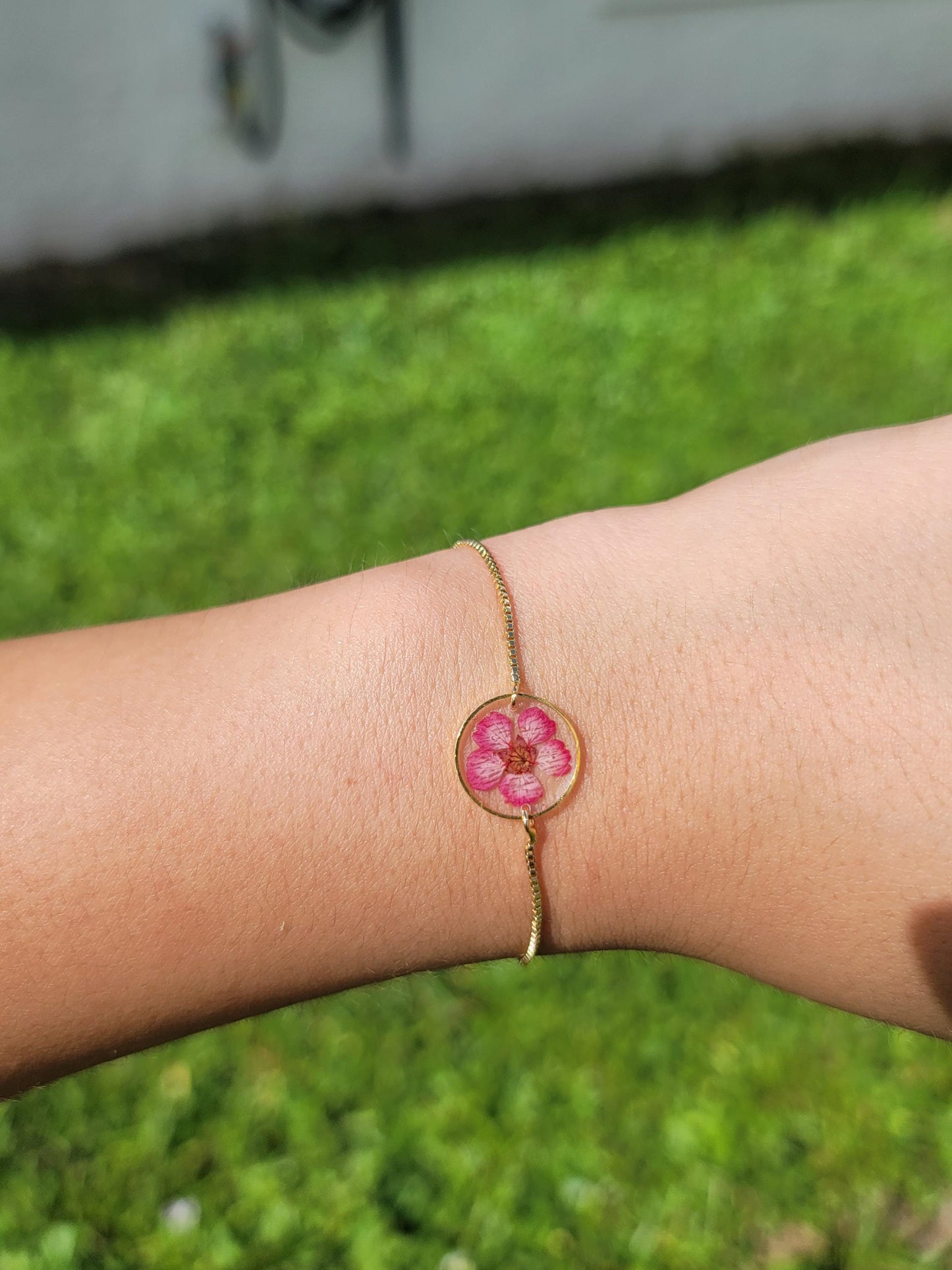 Real Mini Flower Adjustable 18K Gold Plated Bracelets
