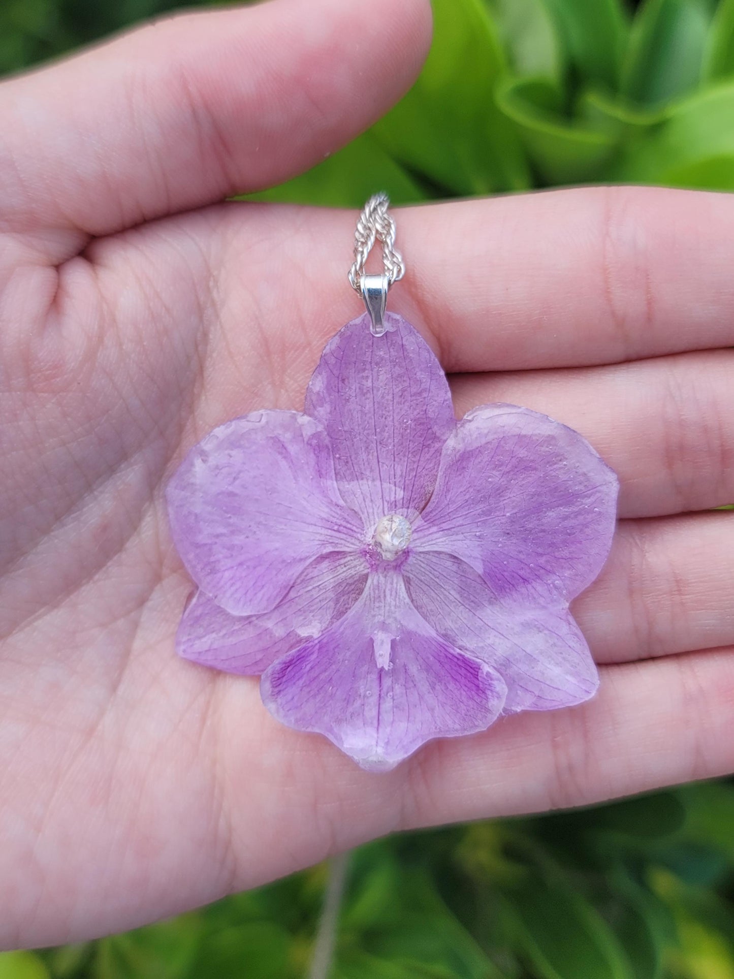 Real Lavender Purple Orchid Flower Necklace