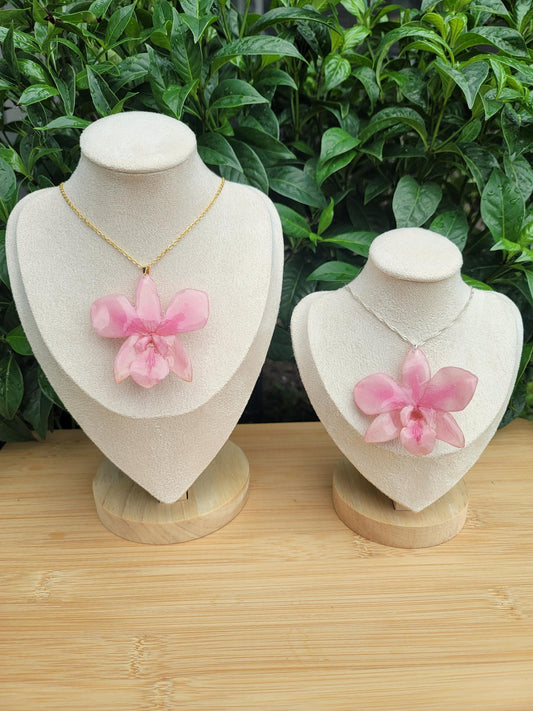 Real Pink Orchid Flower Necklace