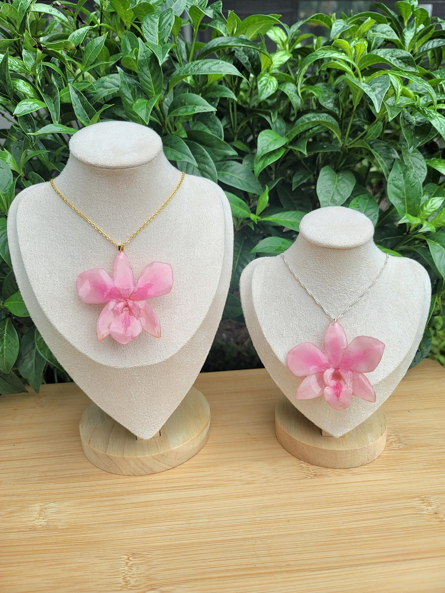 Real Pink Orchid Flower Necklace