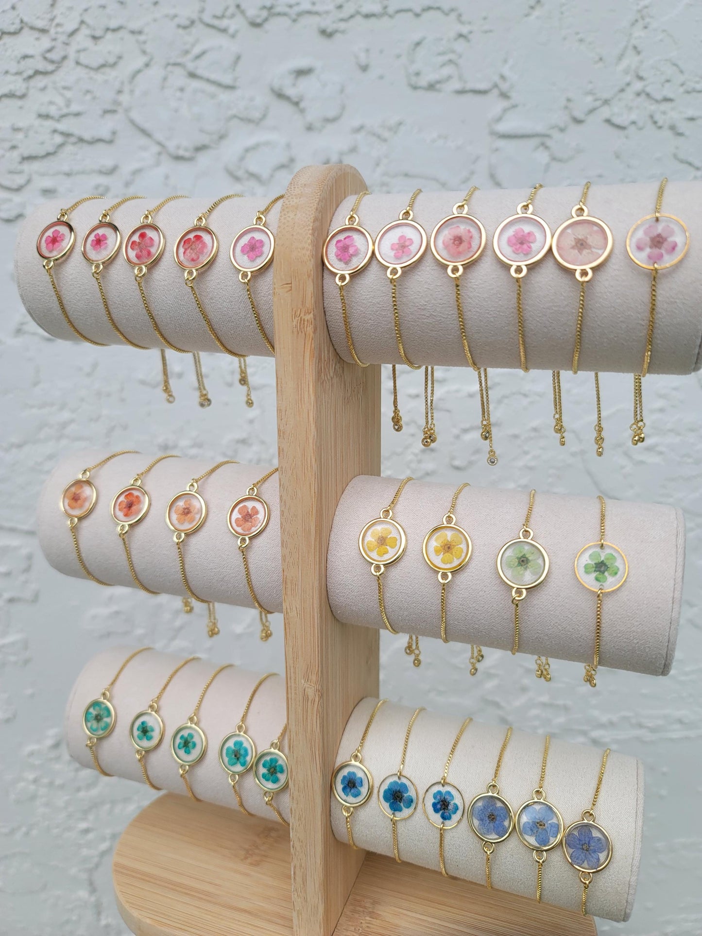 Real Mini Flower Adjustable 18K Gold Plated Bracelets