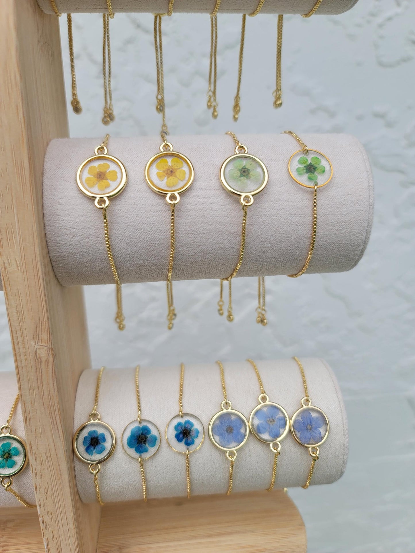 Real Mini Flower Adjustable 18K Gold Plated Bracelets