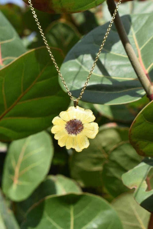 Real Yellow Mini Sunflower Necklace