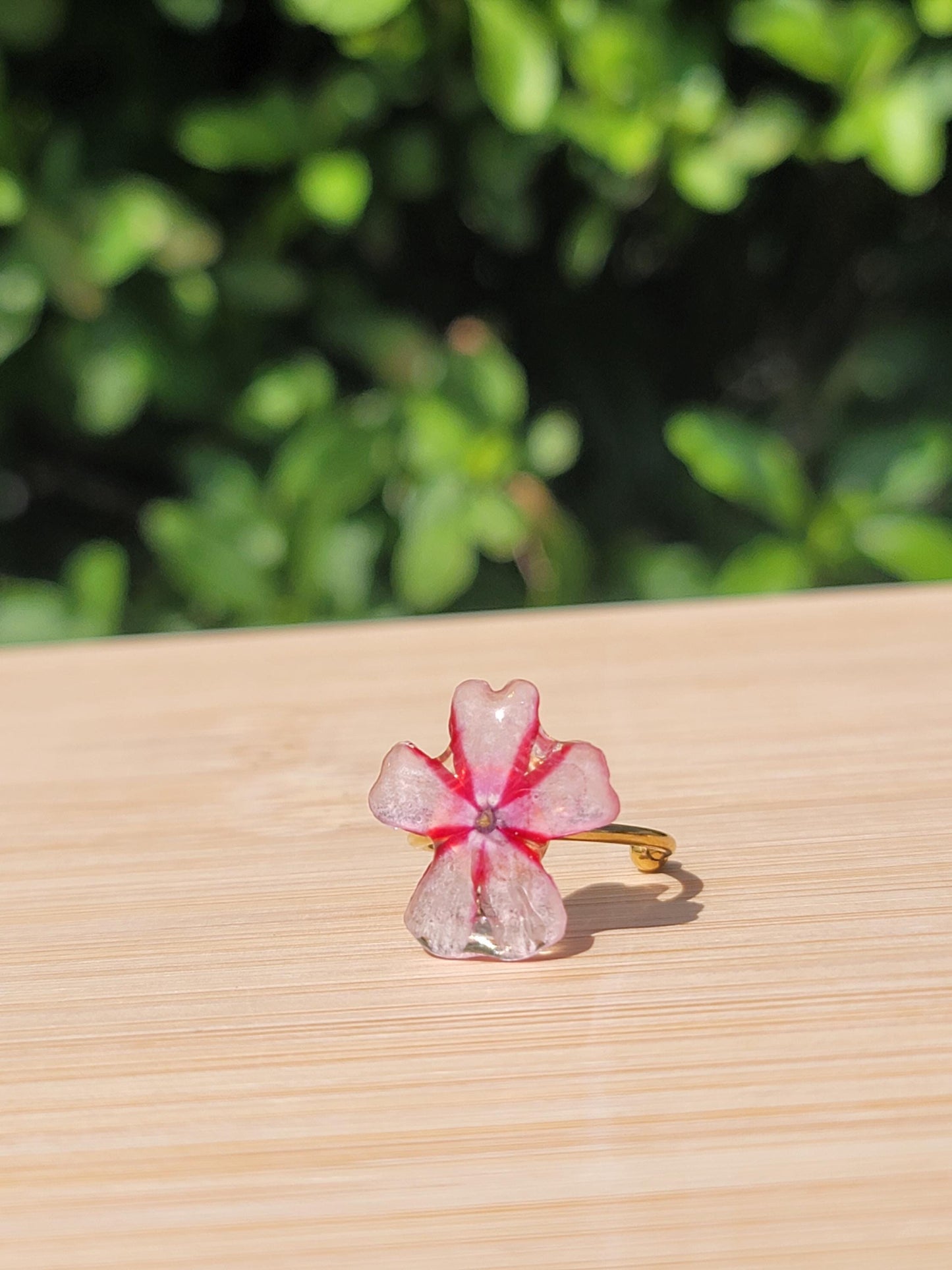 Real Pink Moss Phlox Flower Ring