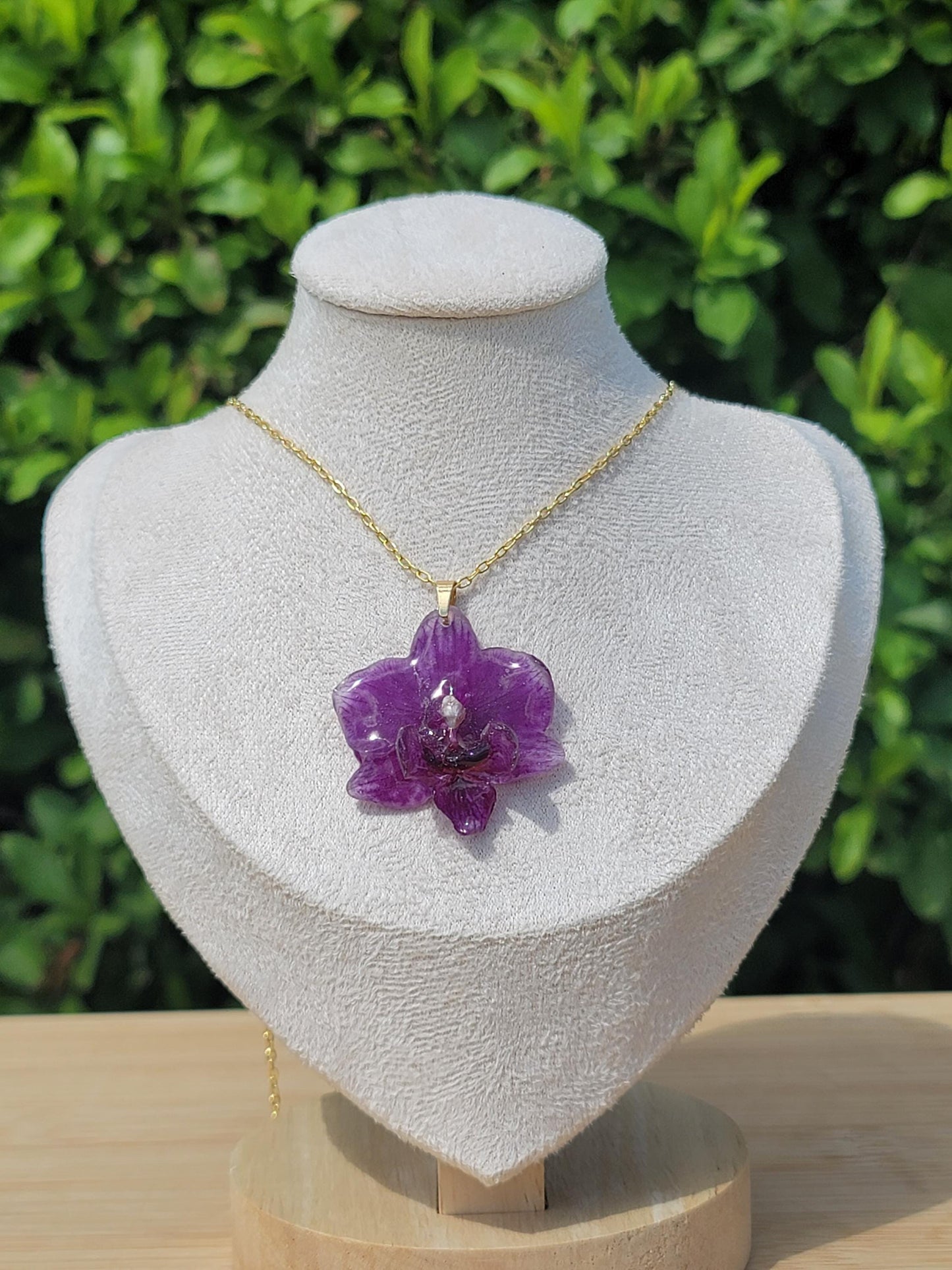 Real Purple Mini Orchid Flower Necklace