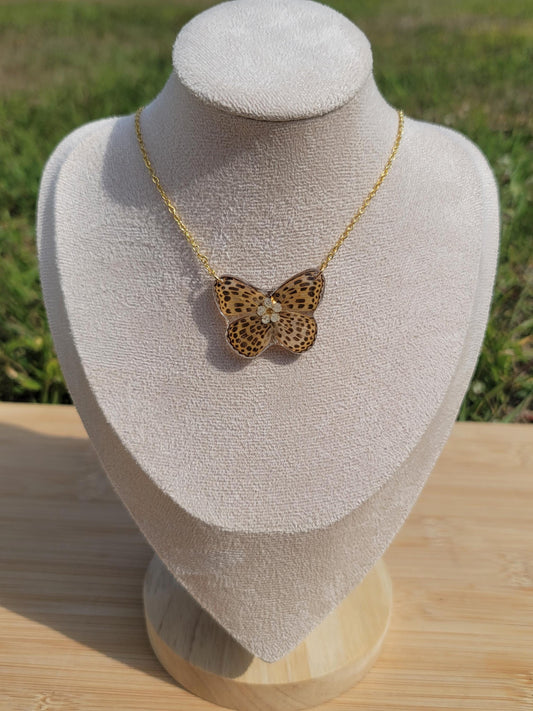 Real Butterfly Reversible Necklace