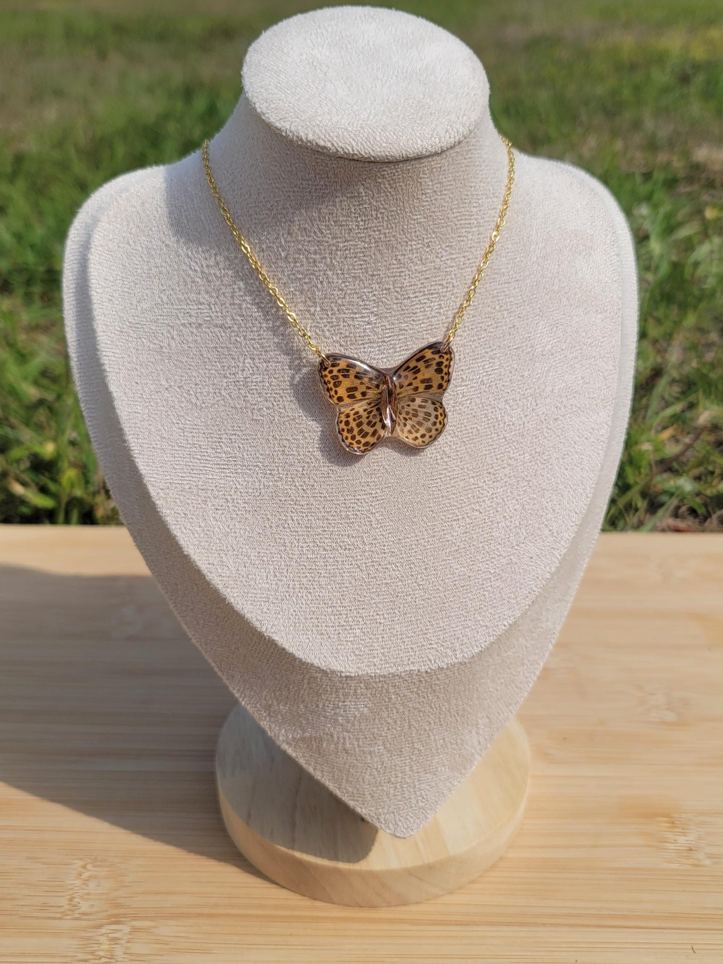 Real Butterfly Reversible Necklace