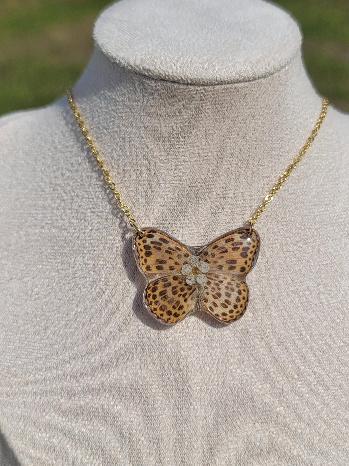 Real Butterfly Reversible Necklace
