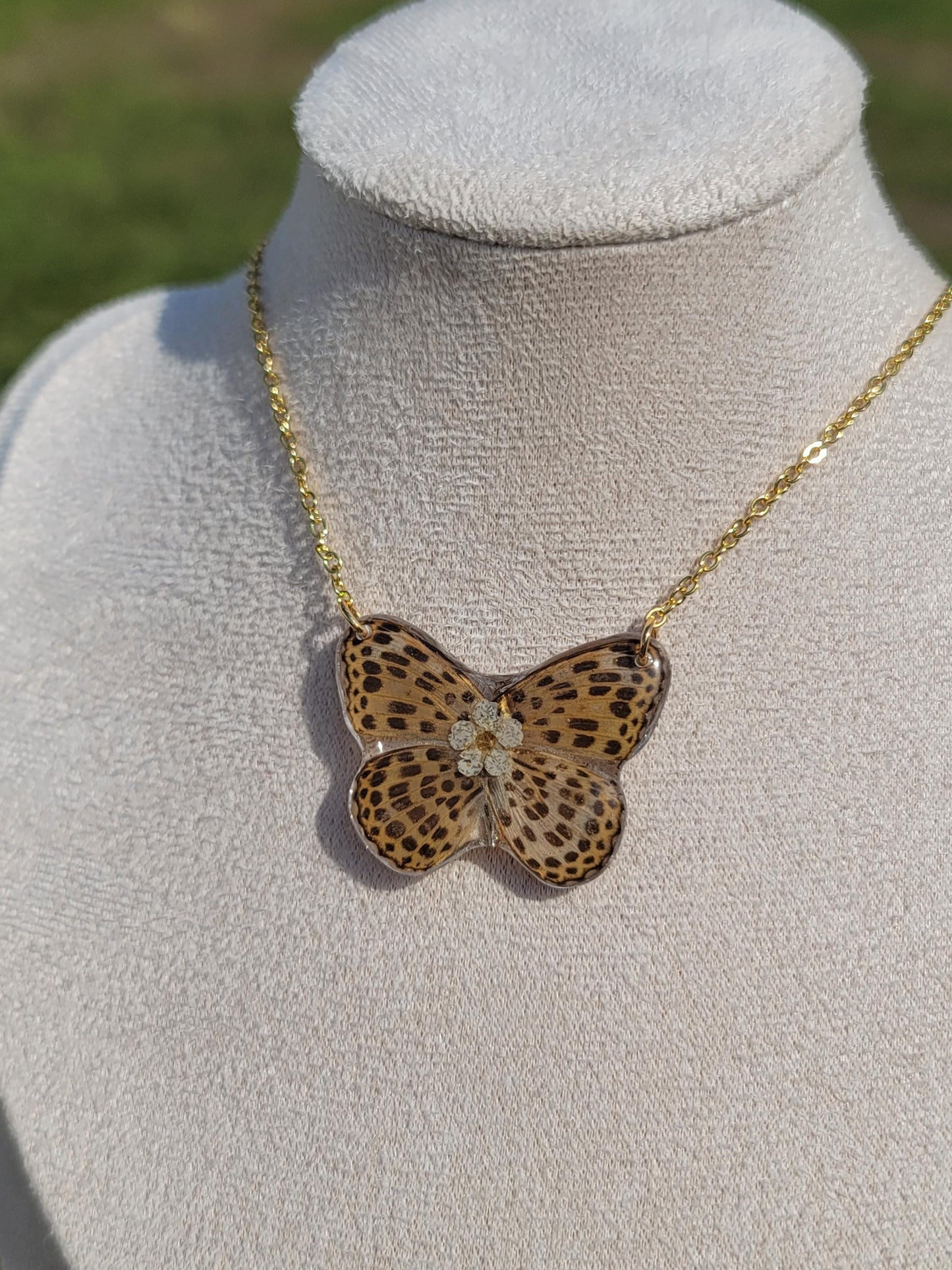 Real Butterfly Reversible Necklace