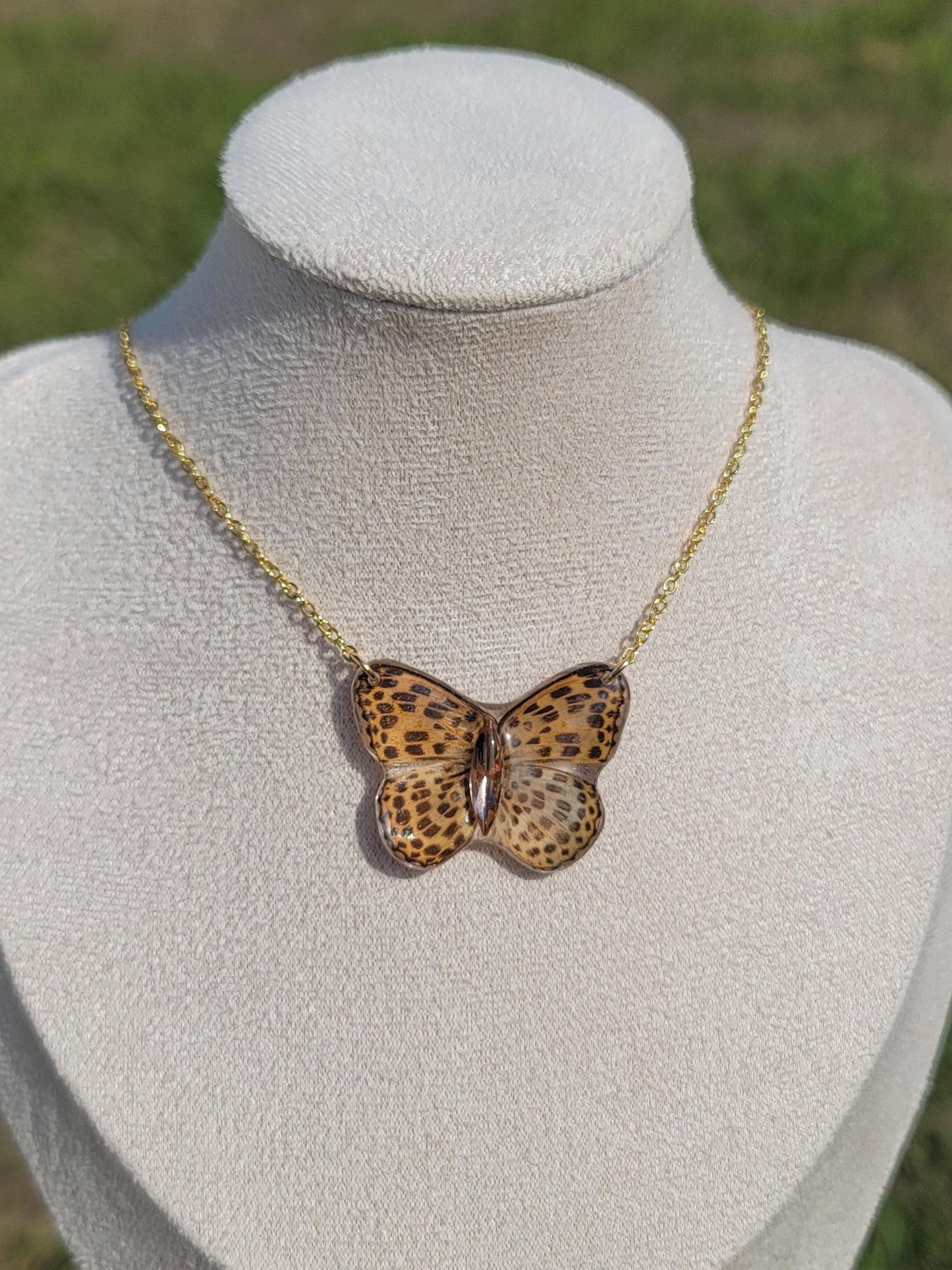 Real Butterfly Reversible Necklace