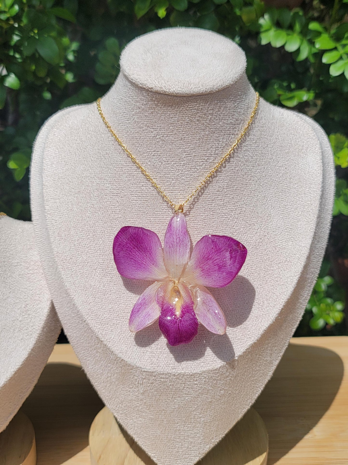 Purple-white Real Orchid Flower Necklace