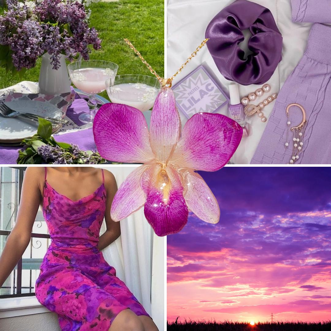 Purple-white Real Orchid Flower Necklace