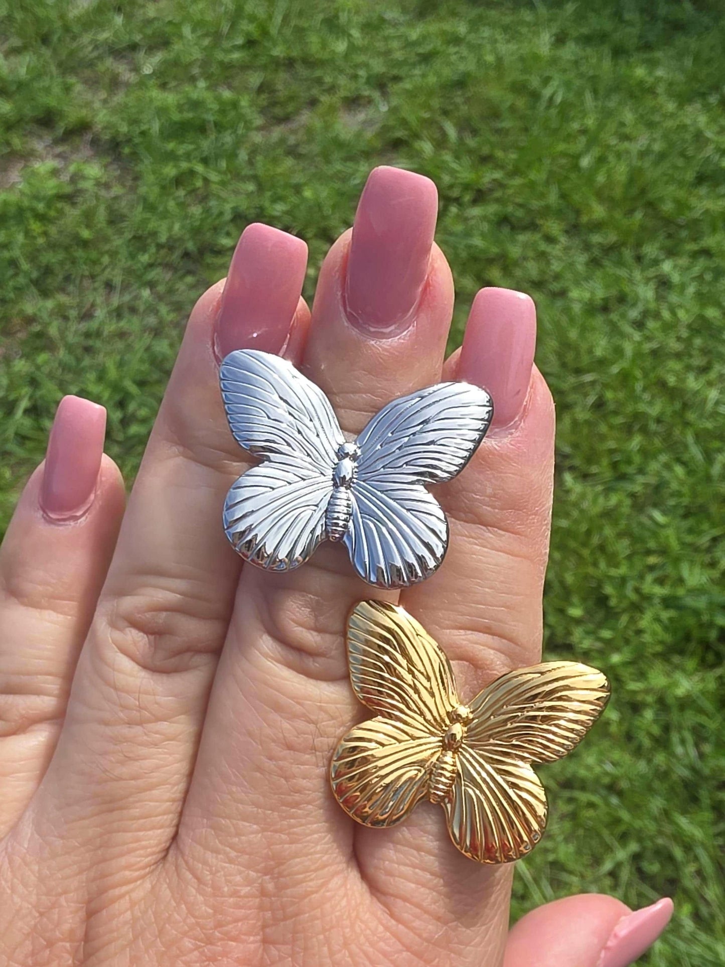 Large 24k Gold Plated Butterfly Statement Ring