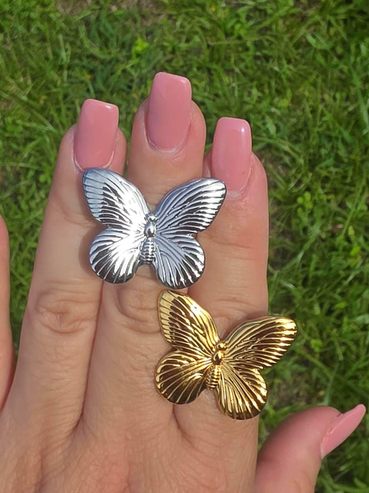 Large 24k Gold Plated Butterfly Statement Ring