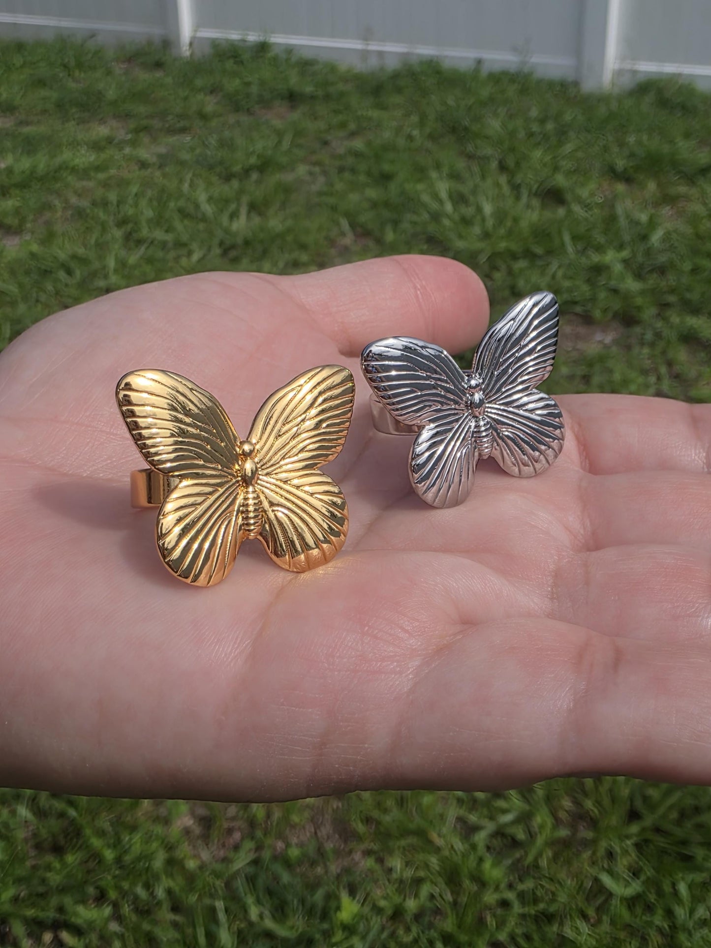 Large 24k Gold Plated Butterfly Statement Ring