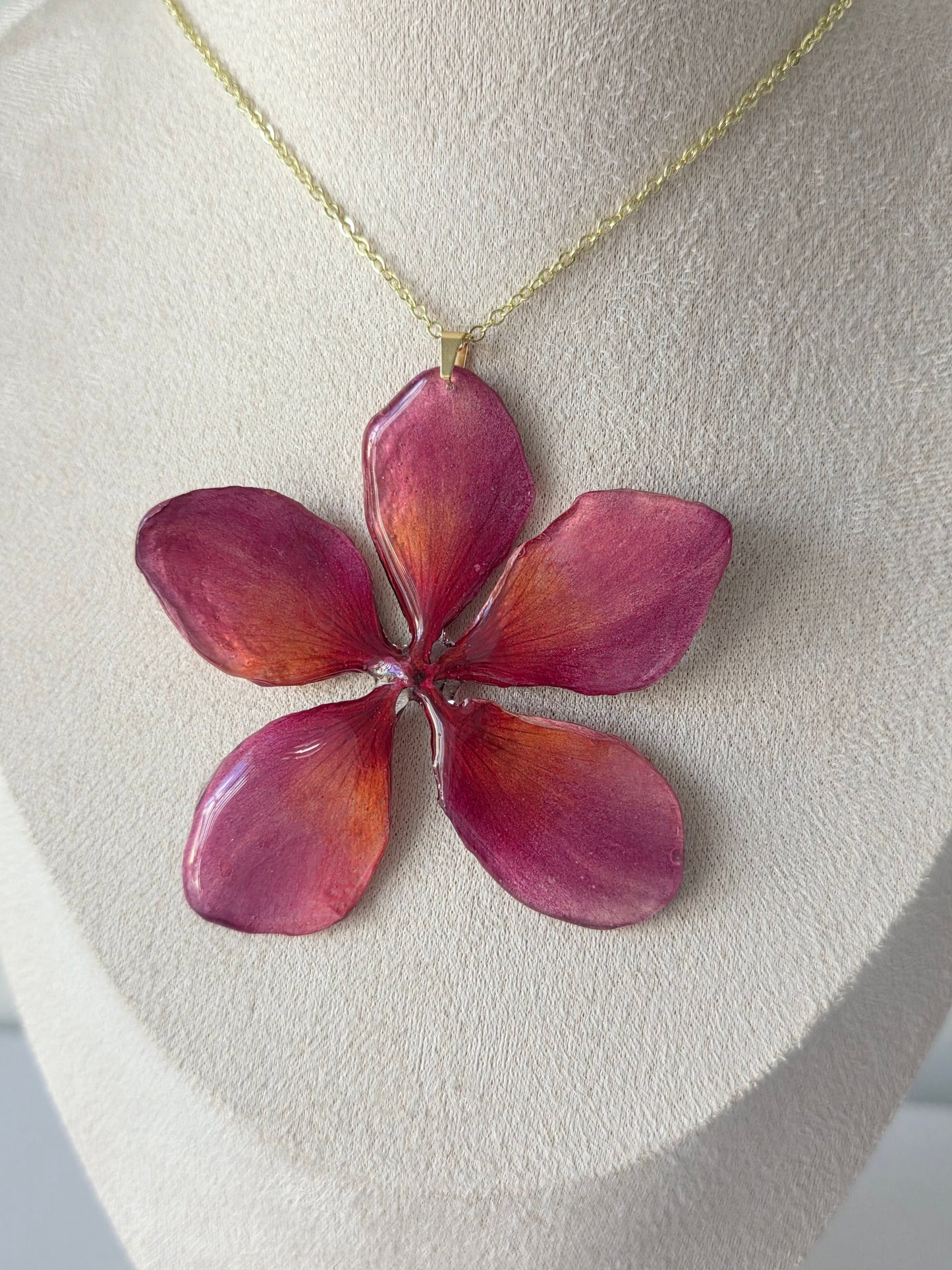 Dark Sunset Plumeria Flower necklace