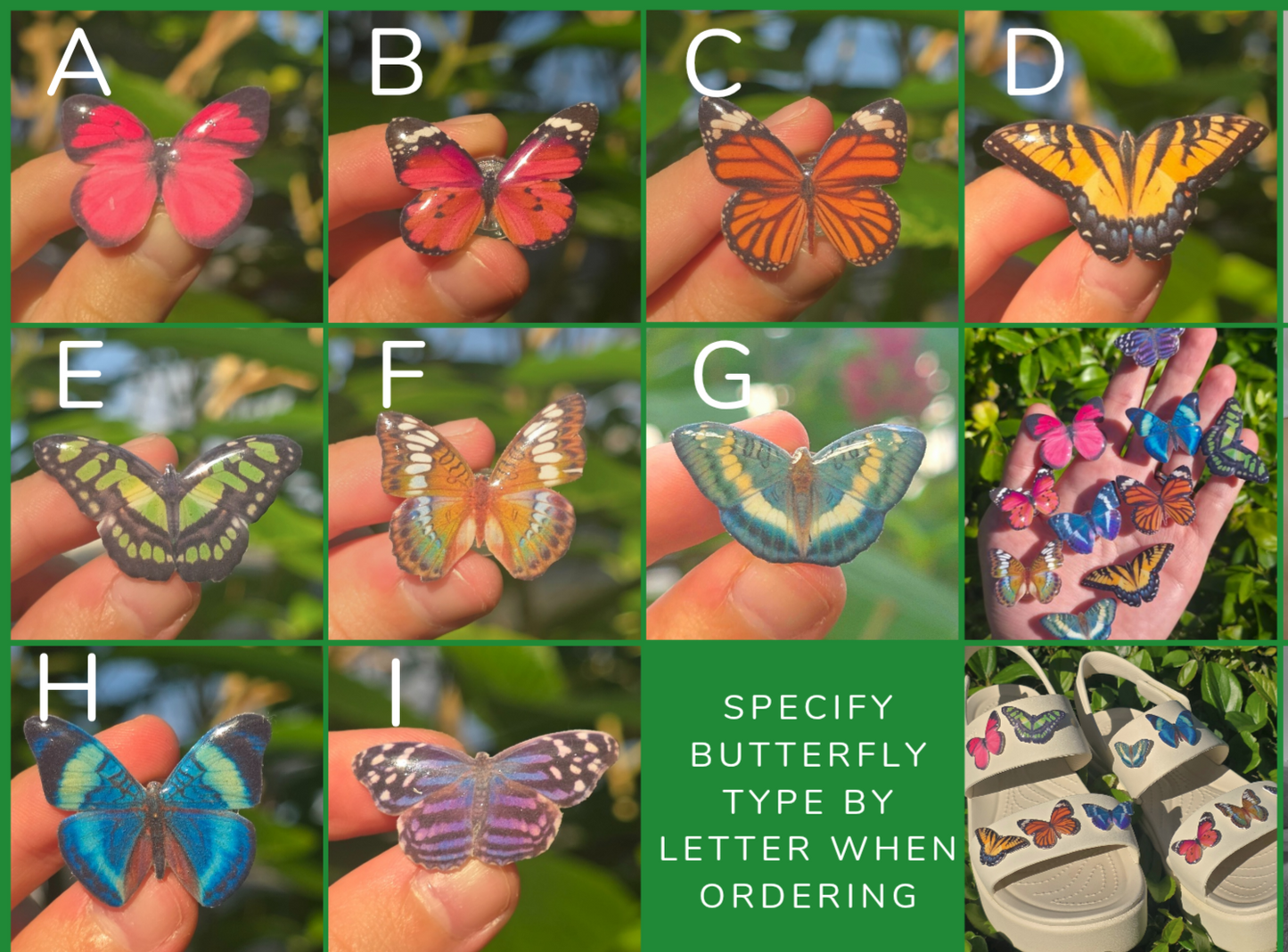 Butterfly shoe charms