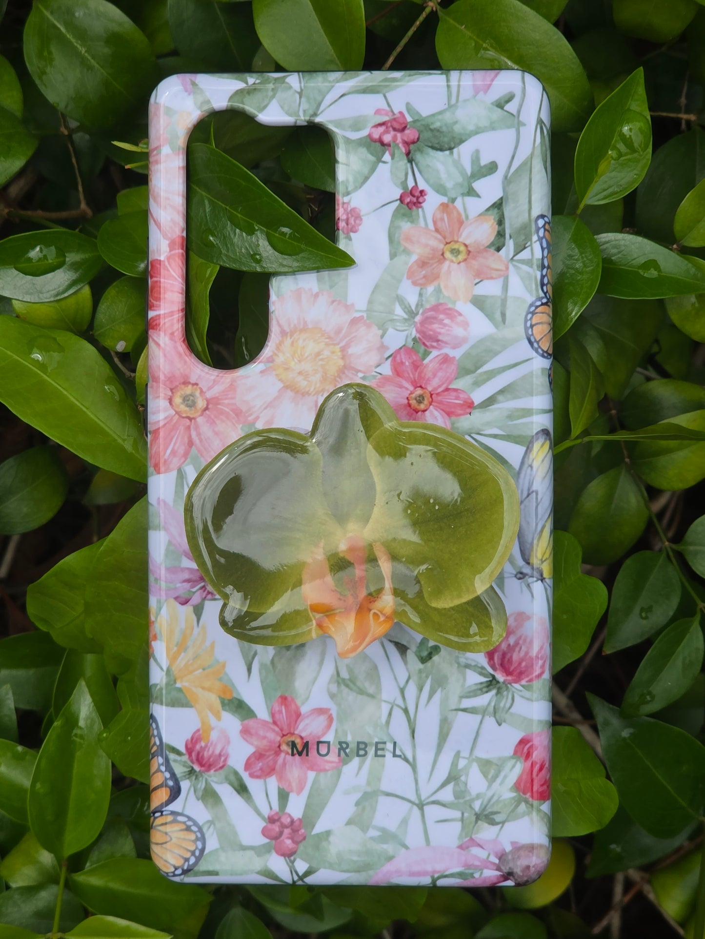 Green Phalaenopsis Orchid flower phone grip