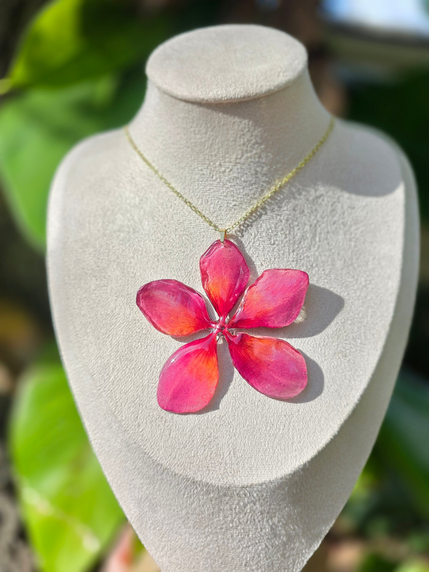 Dark Sunset Plumeria Flower necklace