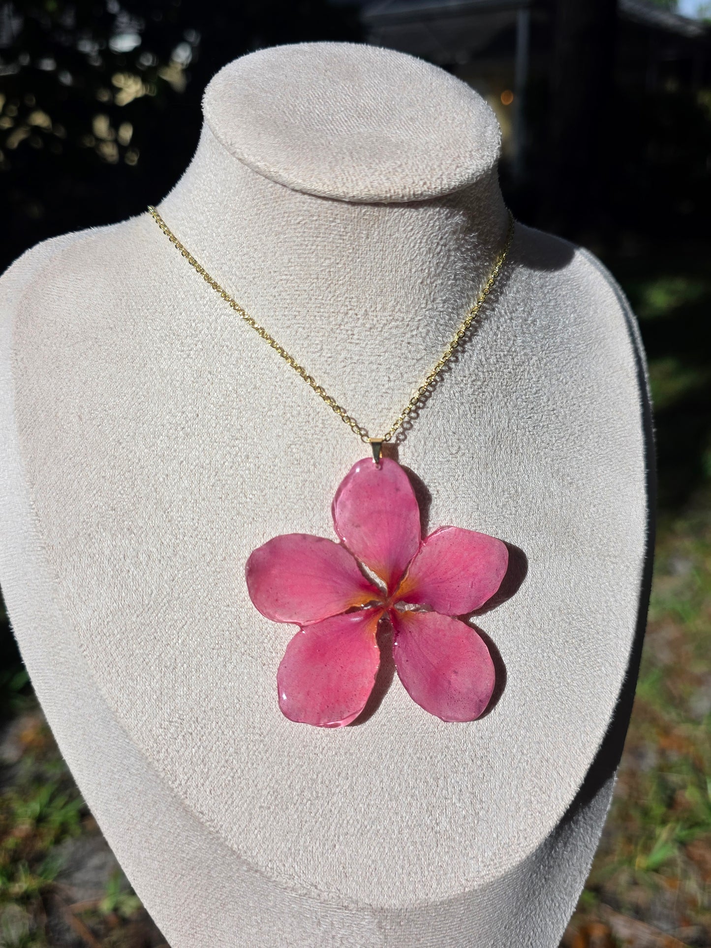 Light Pink Plumeria flower necklace